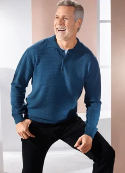 Polopullover mit kurzer Knopfleiste in 3 Farben