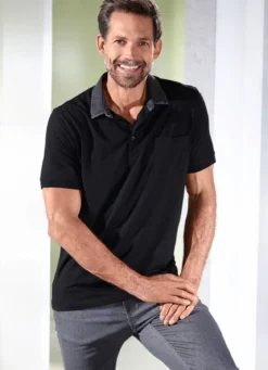 Poloshirt mit Kragen in Denim-Optik