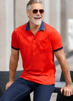 Poloshirt mit Kragen in Denim-Optik