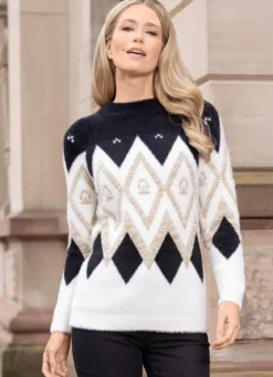 Pullover mit flauschigem Effektgarn