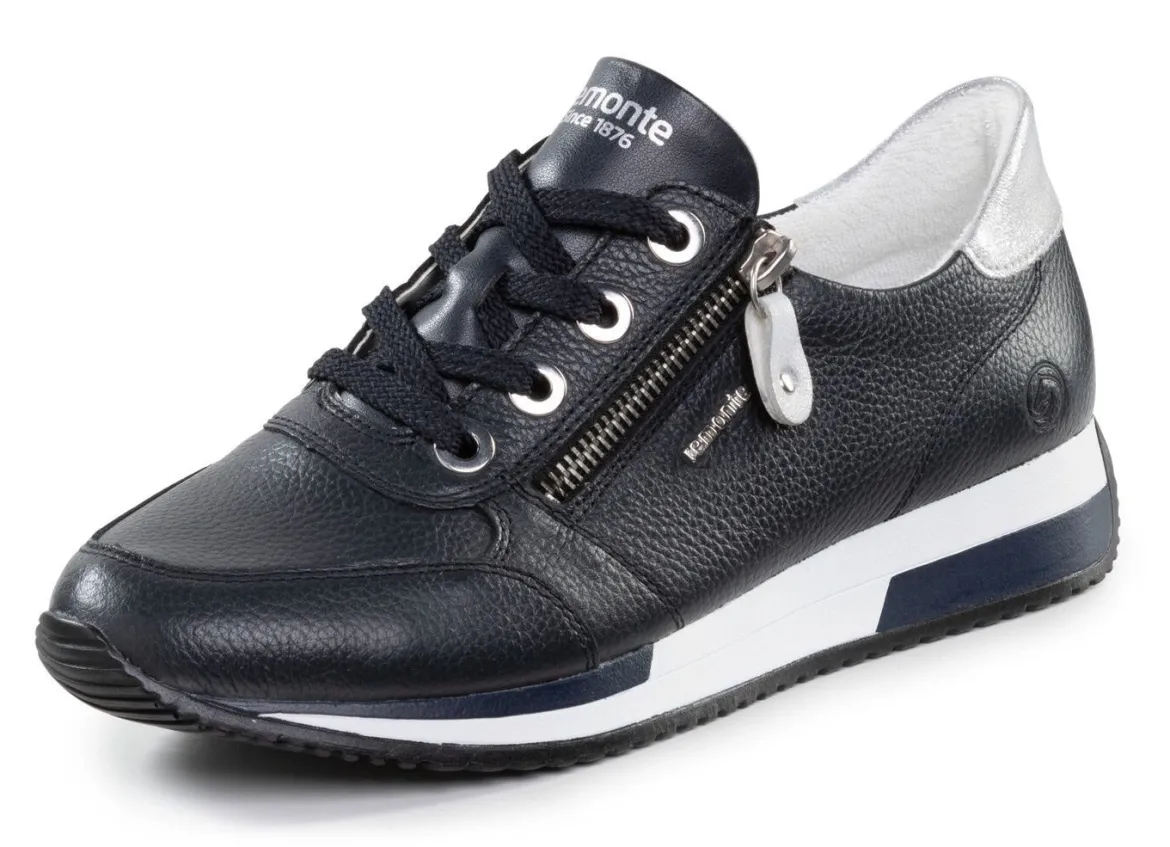 Remonte Schnür-Sneaker mit silberfarben schimmerndem Kontrast-Besatz