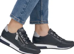 Remonte Schnür-Sneaker mit silberfarben schimmerndem Kontrast-Besatz