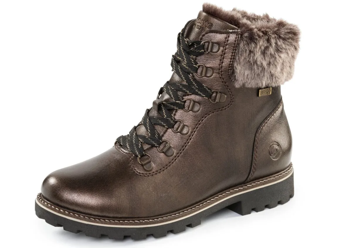 Remonte Schnür-Stiefelette mit Plüschkragen
