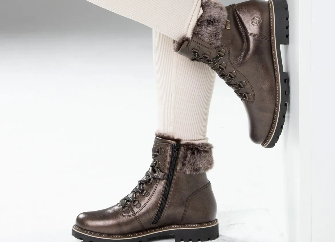 Remonte Schnür-Stiefelette mit Plüschkragen
