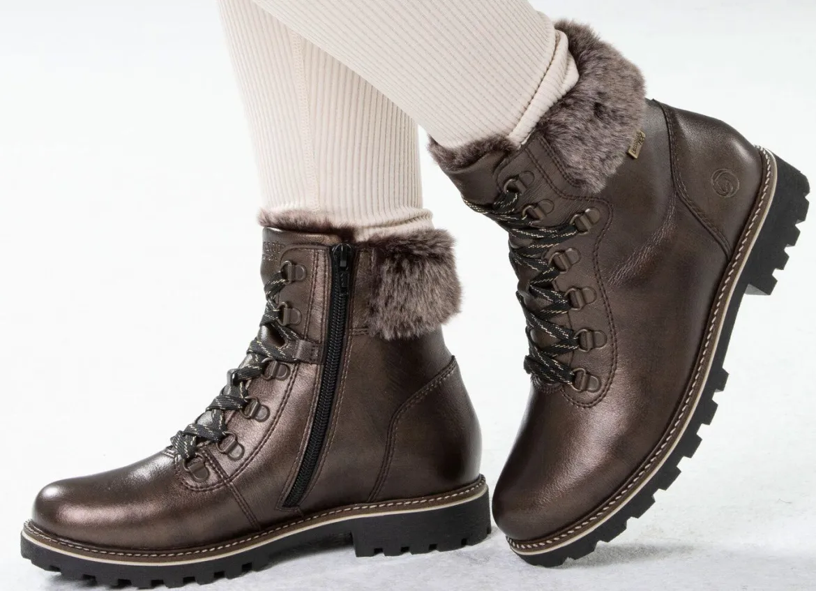 Remonte Schnür-Stiefelette mit Plüschkragen