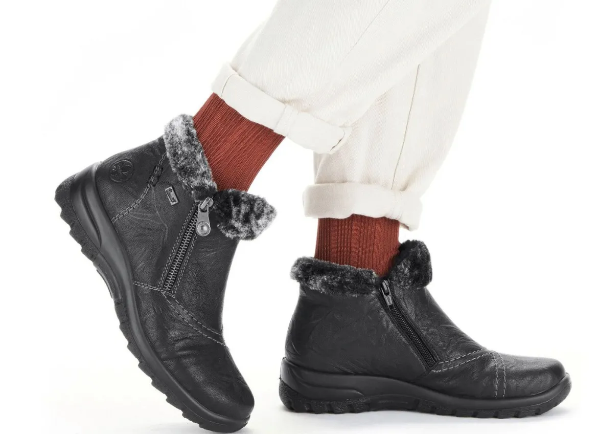 Rieker, gefütterte Damen-Boots, Winterschuhe, mit Reißverschluss