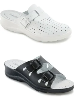 Set: Pantolette in Schwarz und Clog in Weiß