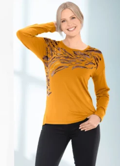 Shirt mit Kontrast-Druck in 3 Farben