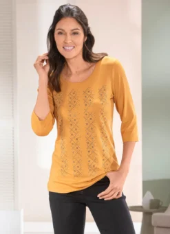 Shirt mit kontrastfarbenen Zierplättchen in 2 Farben