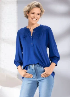 Shirt mit kurzer Knopfleiste in 2 Farben