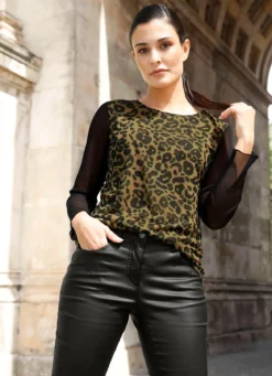 Shirt mit Netz-Jersey