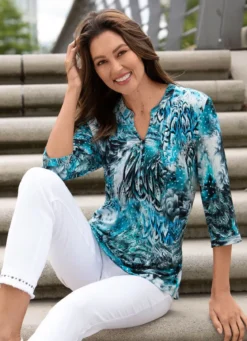 Shirt-Tunika mit farbbrillantem Druck