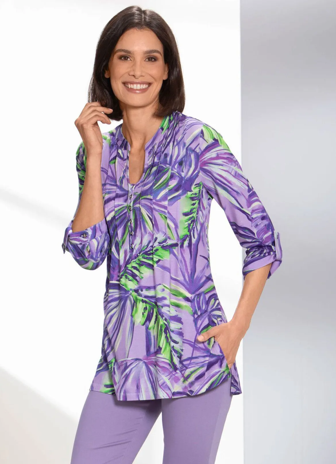 Shirt-Tunika mit farbbrillantem Druck