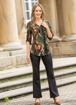 Shirt-Tunika mit Lederimitat-Besatz