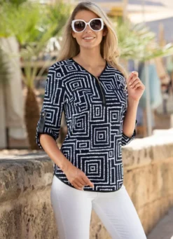 Shirt-Tunika mit Lederimitat-Besatz