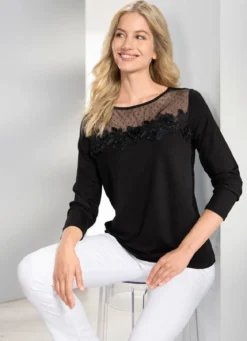 Shirt-Tunika mit Mesh-Einsatz
