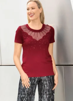 Shirt-Tunika mit Netz-Einsatz