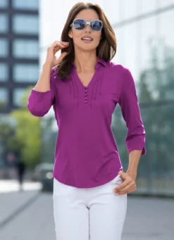 Shirt-Tunika mit Polokragen