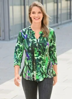 Shirt-Tunika mit Schlingenknopfleiste