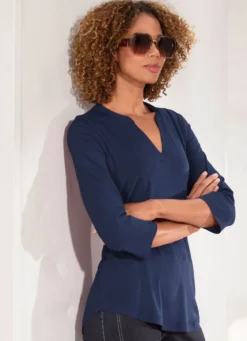 Shirt-Tunika mit Stehkragen