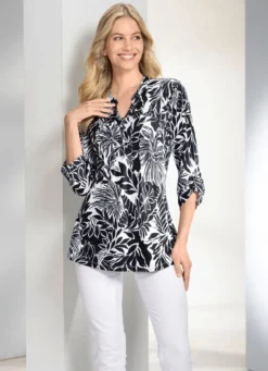 Shirt-Tunika mit Stehkragen