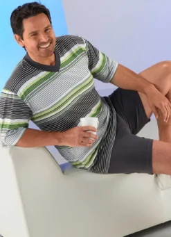 Shorty mit V-Ausschnitt und Ringeldessin