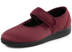 Spangenschuh aus weichem, teilweise meliertem Textilmaterial