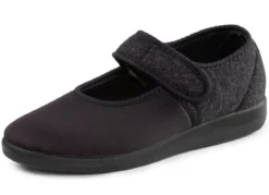 Spangenschuh aus weichem, teilweise meliertem Textilmaterial