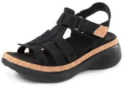 Stegspangen-Sandale mit Kork-Besätzen