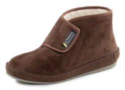 Stiefelette aus Veloursmaterial mit Klettverschluss