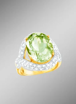 Strahlend schöner Damenring mit echt Amethyst und echt Weißtopas
