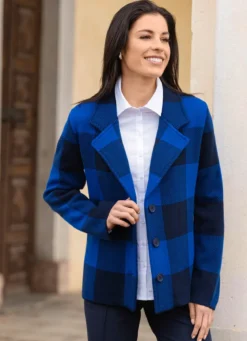 Strickblazer in grafischem Jacquardmuster