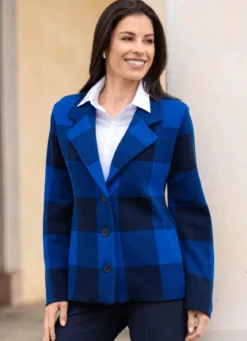Strickblazer in grafischem Jacquardmuster
