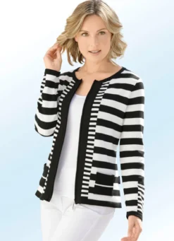 Strickjacke in dekorativem Streifendessin