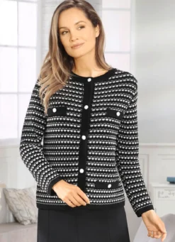 Strickjacke mit aufwendigem Strukturmix
