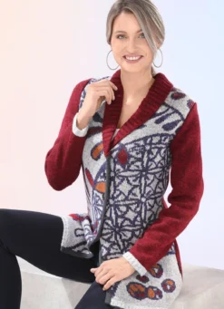 Strickjacke mit platziertem Jacquard-Dessin