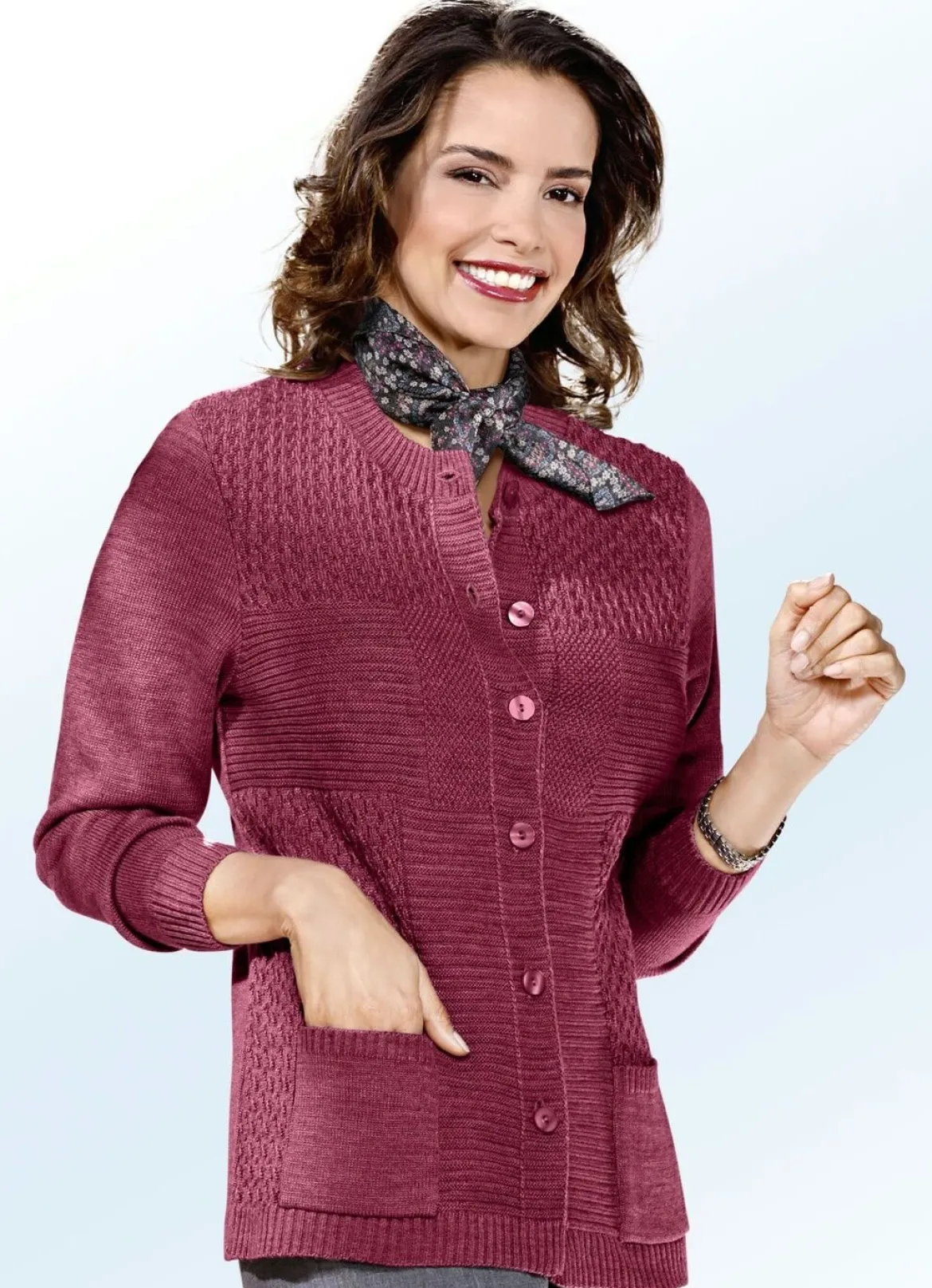 Strickjacke mit Strukturmix