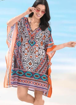 Sunflair Tunika mit platziertem Druckdessin, leicht transparent
