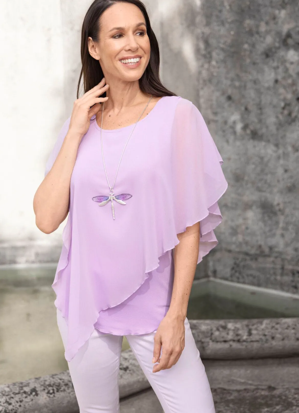 Unifarbene Poncho-Tunika