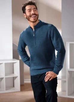 Unifarbener Stehkragenpullover in 3 Farben