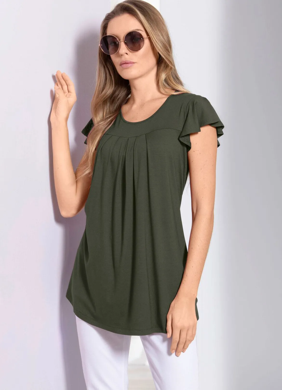 Unifarbene Shirt-Tunika
