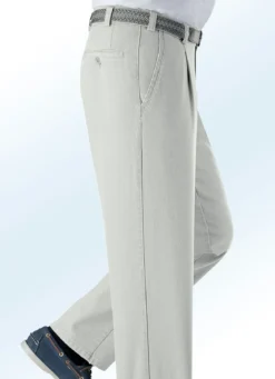 Unterbauch-Jeans mit Bundfalten in 3 Farben
