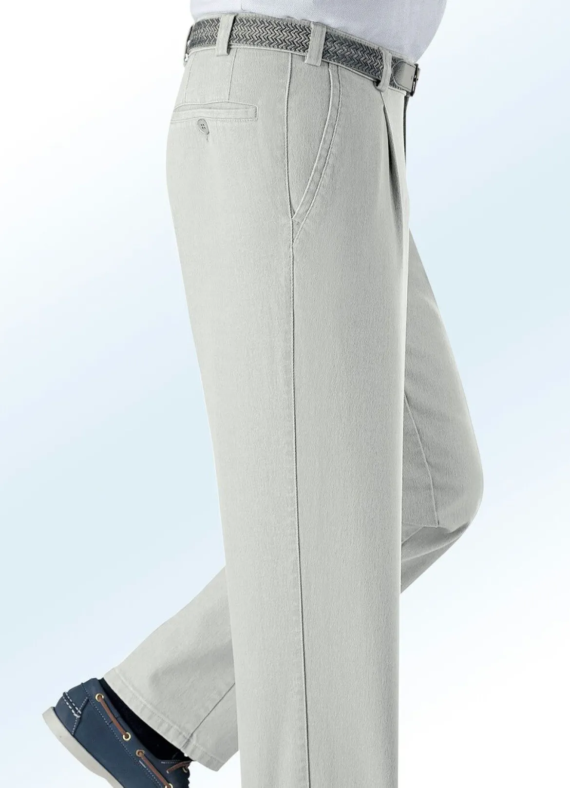 Unterbauch-Jeans mit Bundfalten in 3 Farben