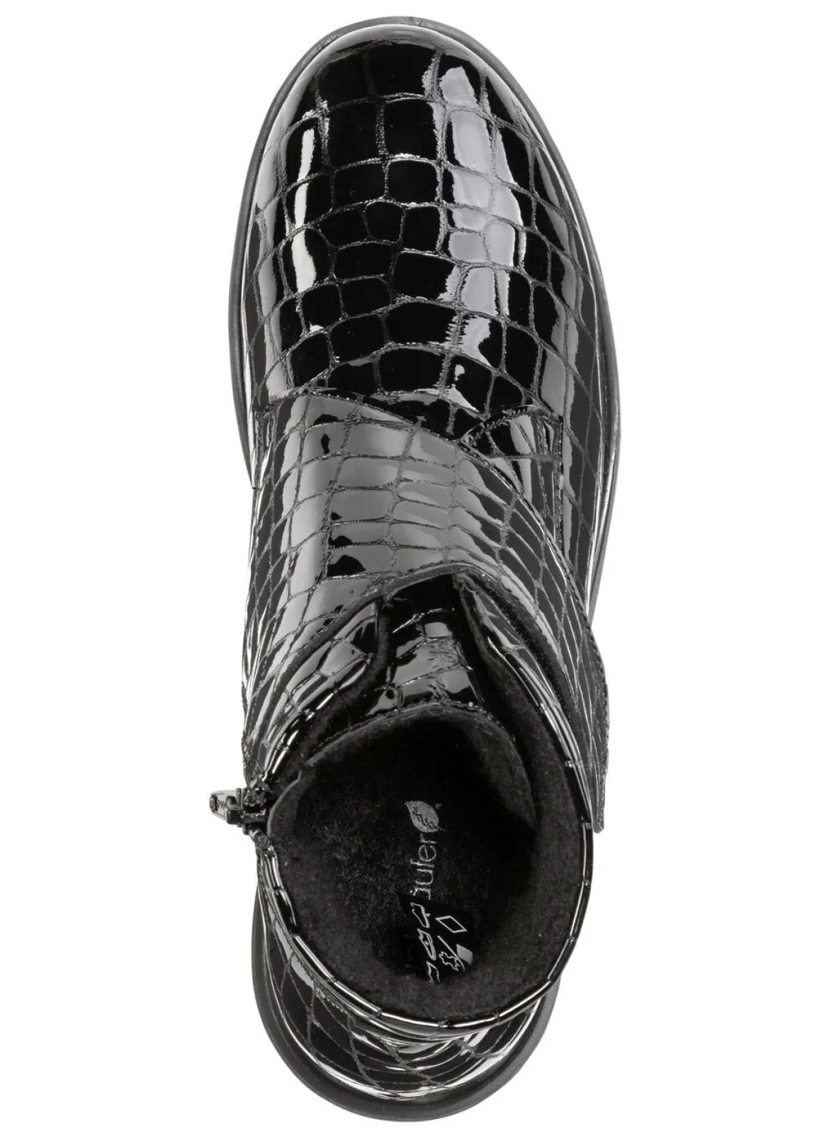 Waldläufer Bootie aus krokogeprägtem Lackleder
