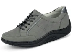 Waldläufer Schnürschuh mit edlen Metallicleder-Einsätzen