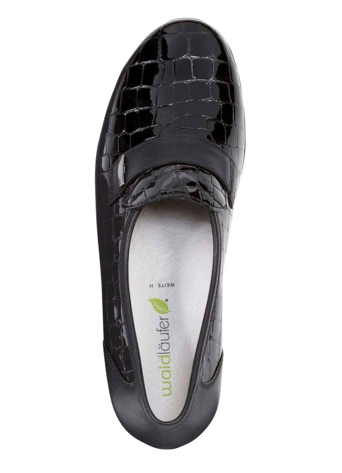 Waldläufer Slipper aus krokogeprägtem Lackleder und Nappaleder