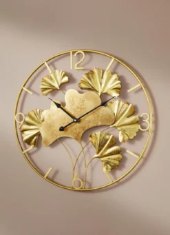 Wanduhr mit Ginkgo-Blätterdesign