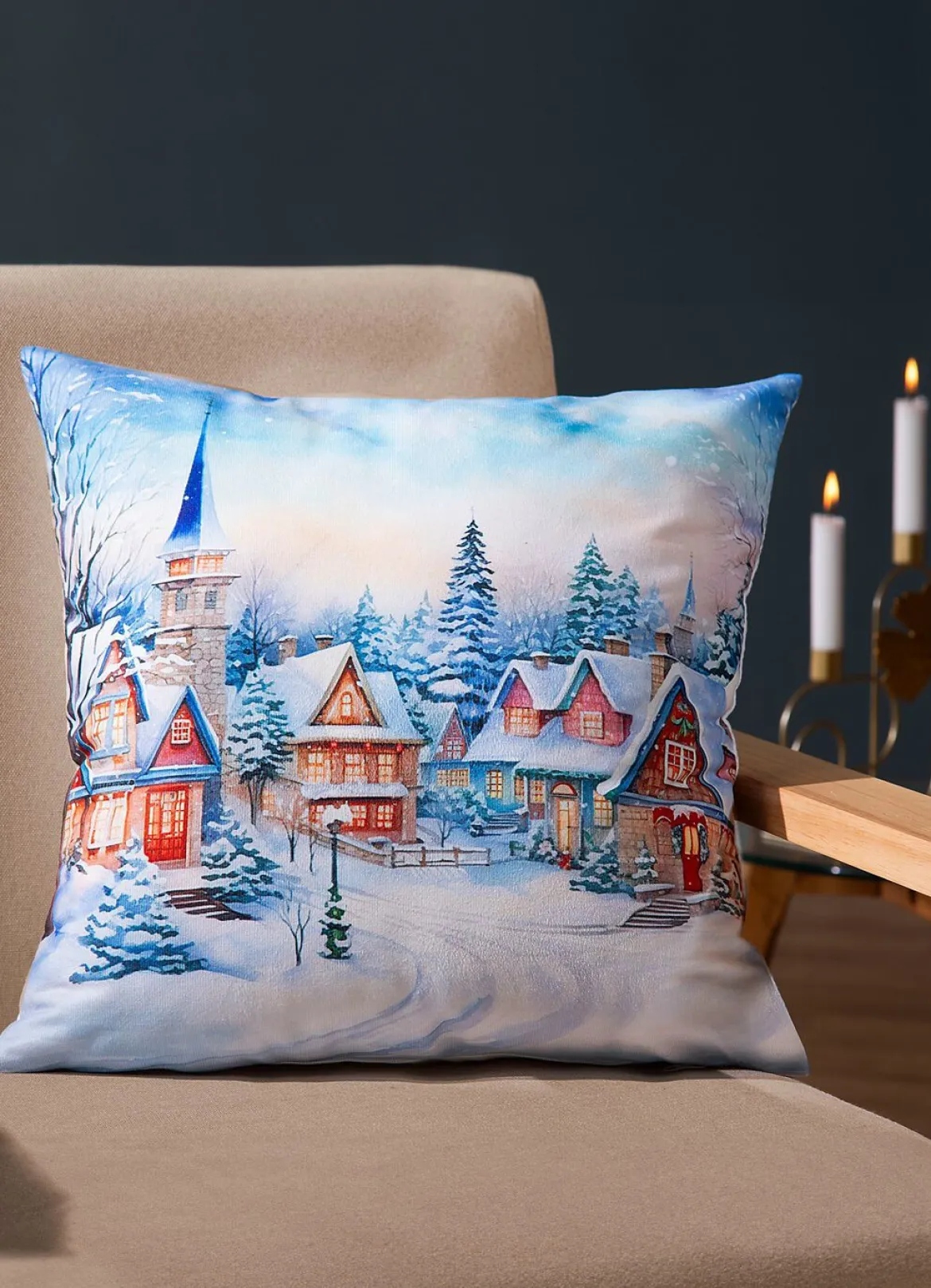 Weihnachtlicher Kissenbezug in Samtoptik