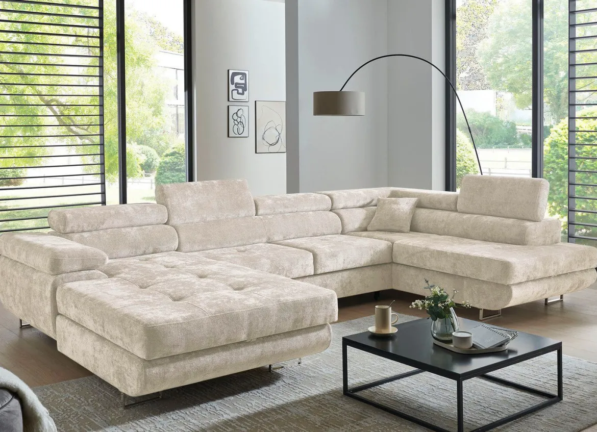 Wohnlandschaft mit Bettfunktion und Bettkasten