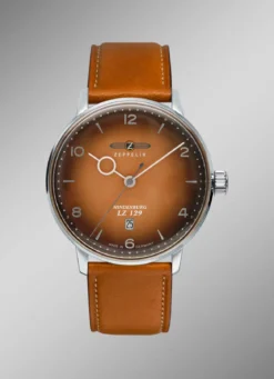Zeppelin-Quartz-Herrenuhr mit Edelstahlgehäuse und Lederband